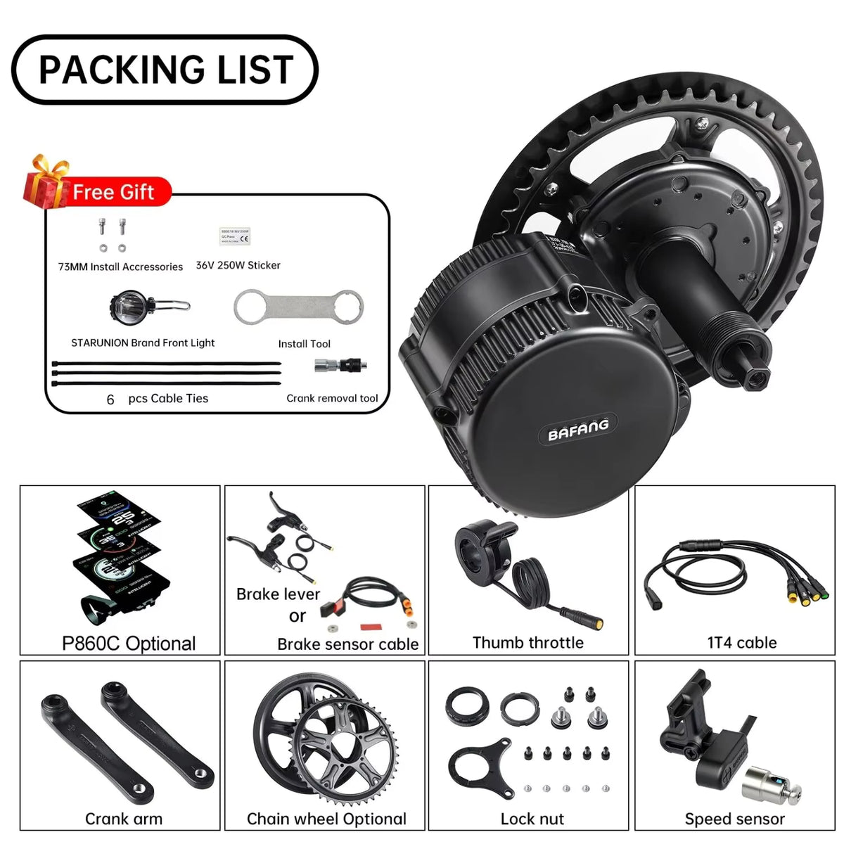 BAFANG BBS02B 48V 750W CAN-Bus Mittelmotor-Umbausatz für E-Bikes