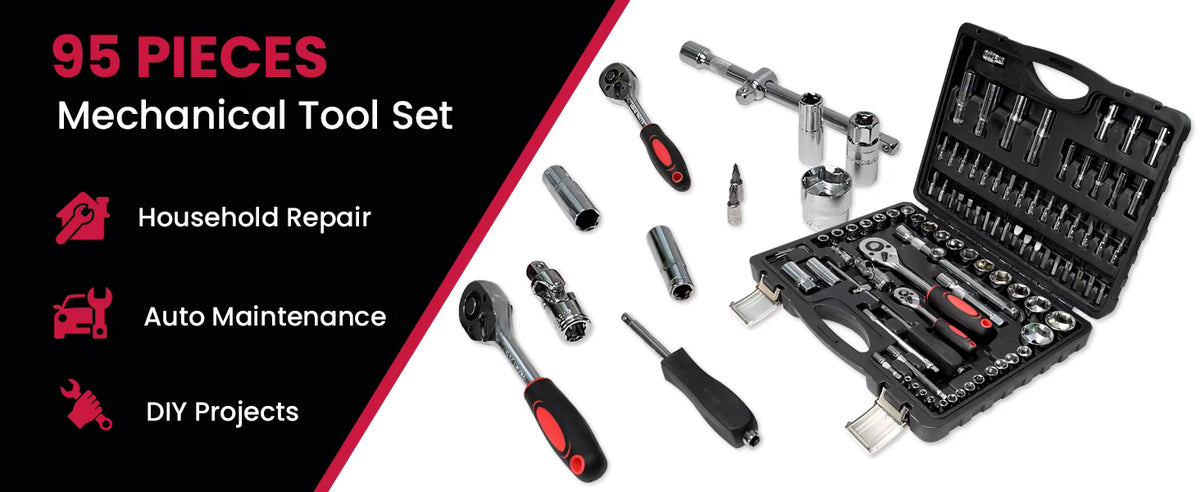 95-Piece CR-V Steel Socket Wrench Set with 1/4-Inch & 1/2-Inch Drives
