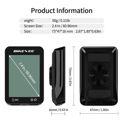 BIKEVEE BKV-360 GPS Cycling Computer Wireless Bike Speedometer