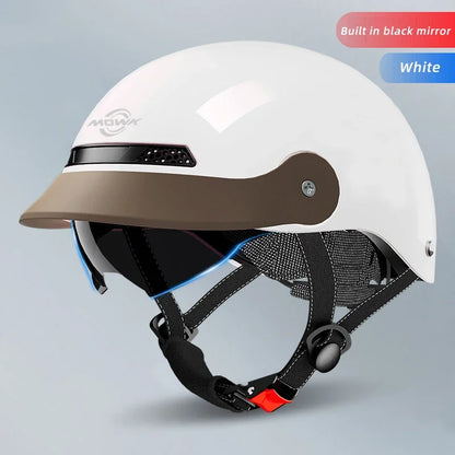 Vintage Open Face Motorcycle Helmet – Half Helmet with Viso