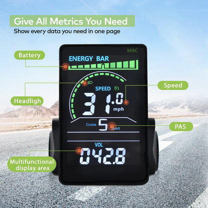 Electric Bike LCD Cycle Computer Digital Multi-Colour Speedometer Display