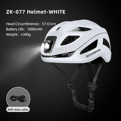 ROCKBROS Rechargeable Cycling Helmet with Front and Rear Light