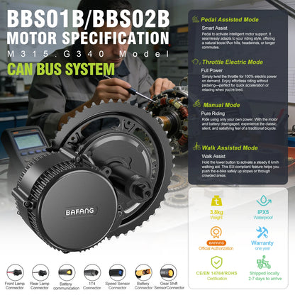 BAFANG BBS02B 48V 750W CAN BUS Mid-Drive E-Bike Conversion Kit