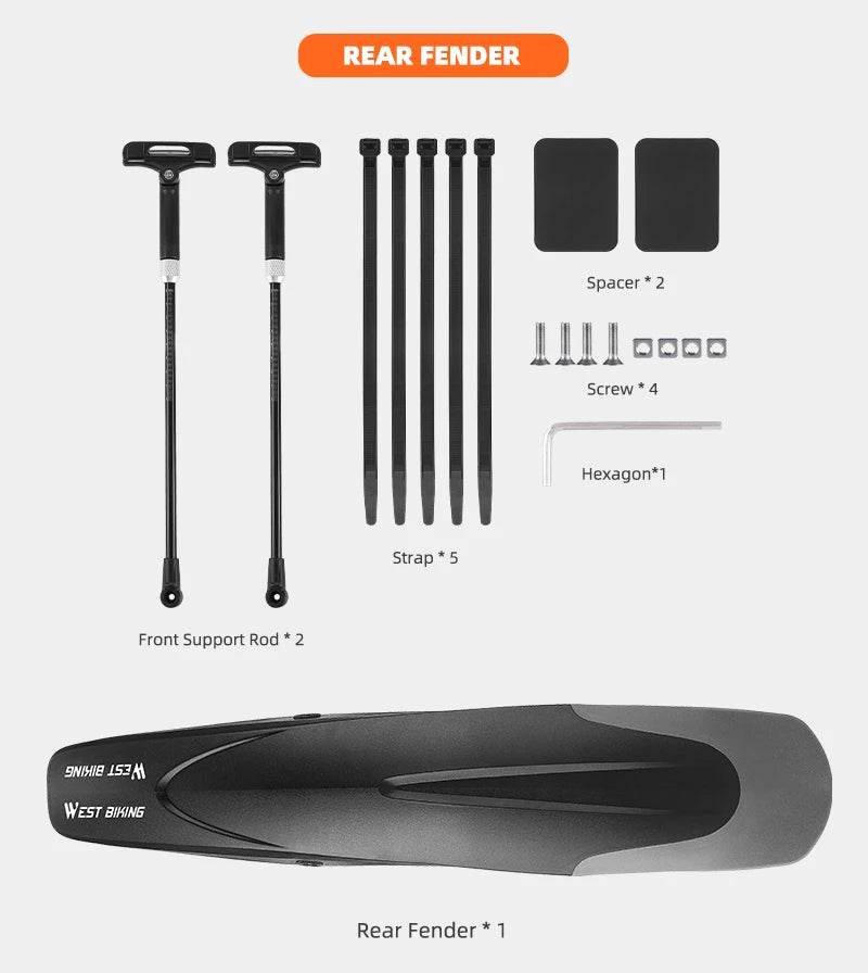 WEST BIKING Adjustable MTB Bicycle Fender Set