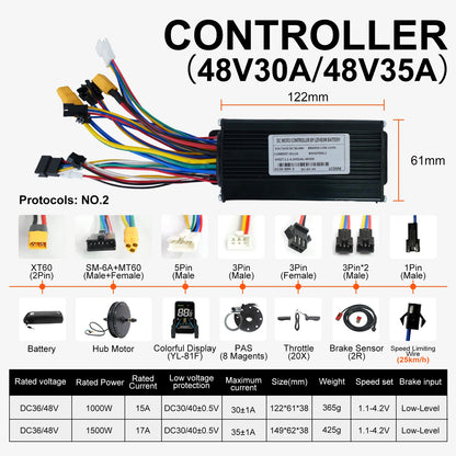 48V 1000W 1500W Rear Hub Motor E-Bike Conversion Kit