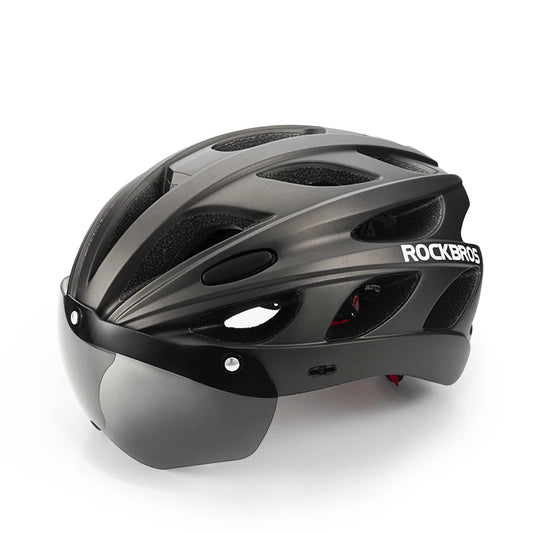 ROCKBROS Fahrradhelm, leichter integrierter Helm, Kopfschutz, Schutzhelm mit Brille, Herren Damen MTB Rennrad Helm