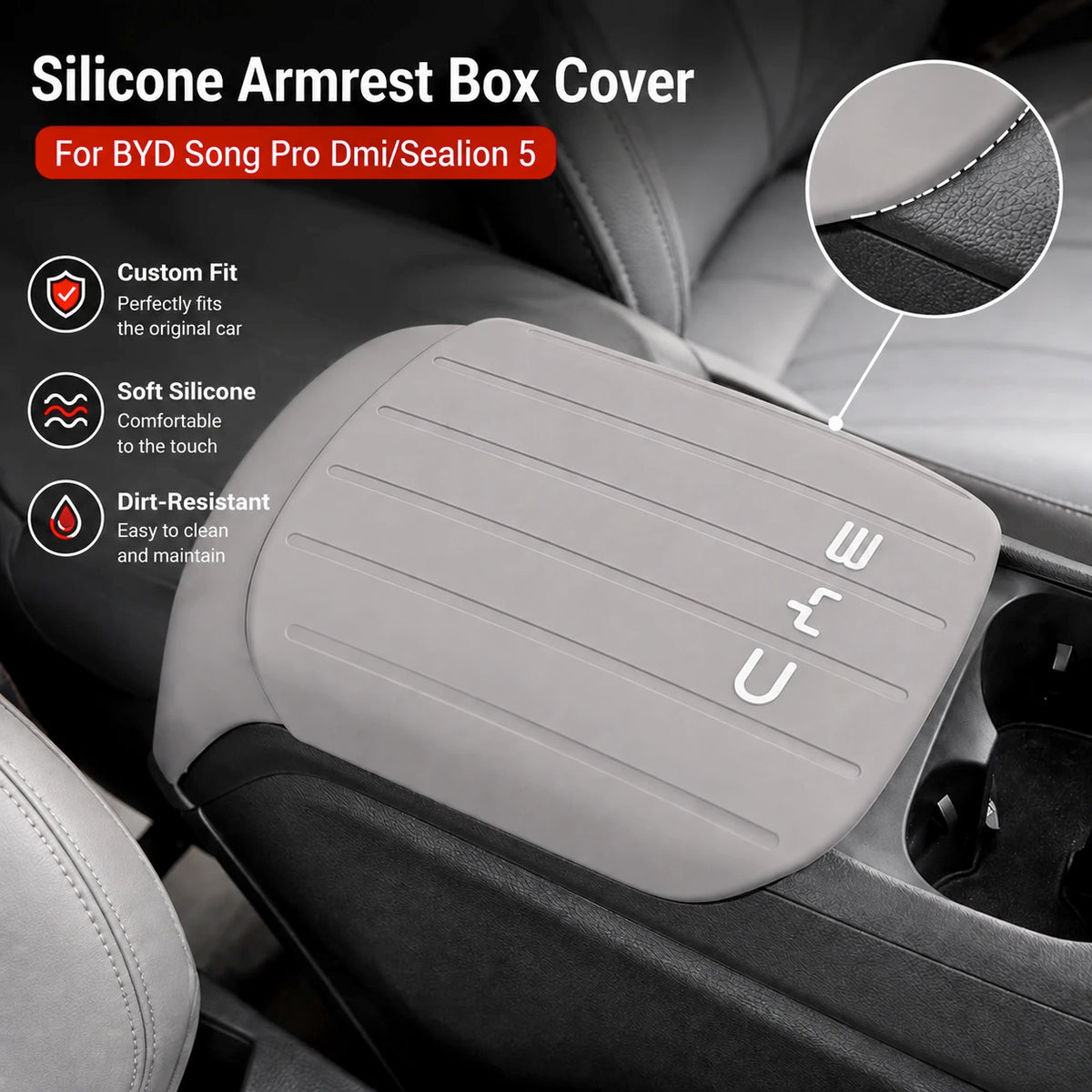 Housse d'accoudoir en silicone pour BYD Song Pro DM-i / Sealion 5