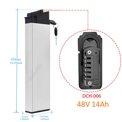 Tooefft DCH-006 E-Bike-Akku 48V - 10,4Ah/12,8Ah/13,6Ah/14Ah
