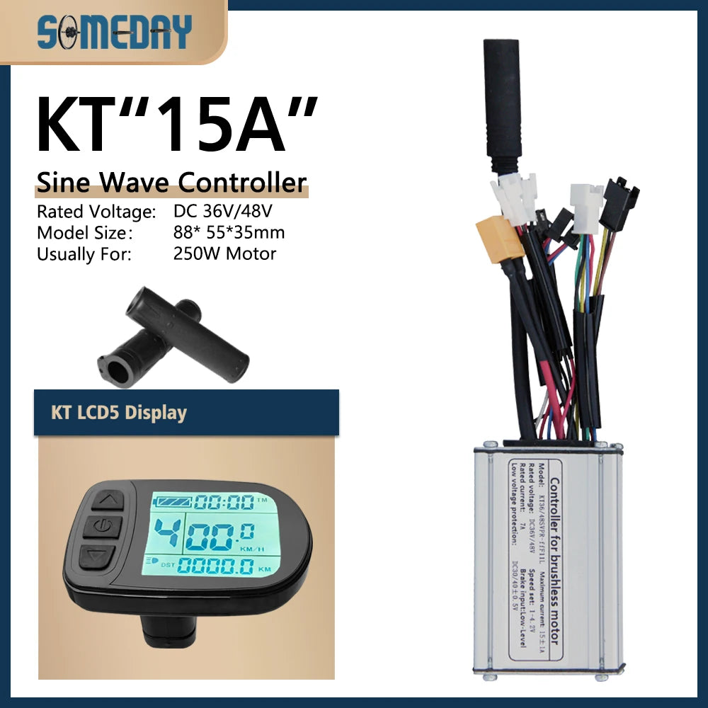 KT Sine Wave E-Bike Controller with LCD5 Display – 36V/48V Waterproof Kit