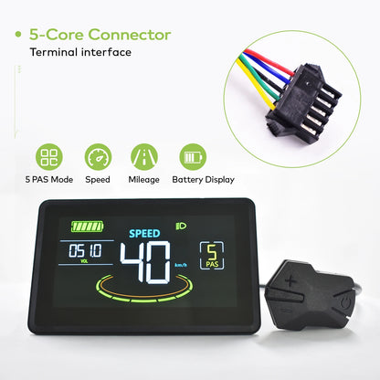 Electric Bike LCD Cycle Computer Digital Multi-Colour Speedometer Display