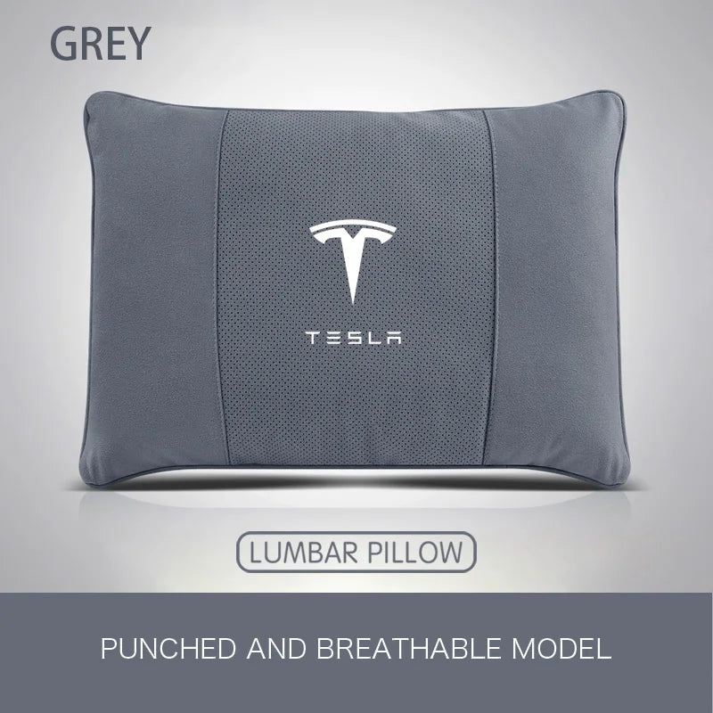 Suede Headrest & Lumbar Support Pillow for Tesla Model 3 / Model Y / Model S