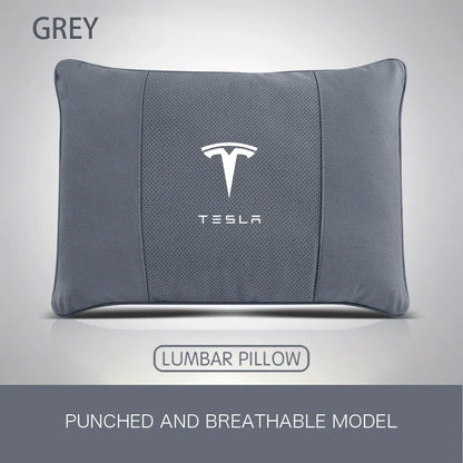 Suede Headrest & Lumbar Support Pillow for Tesla Model 3 / Model Y / Model S