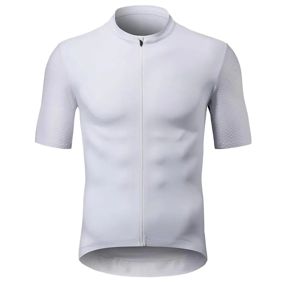 Men's Short Sleeve Cycling Jersey with Full Zip & Rear Pockets for Road & MTB