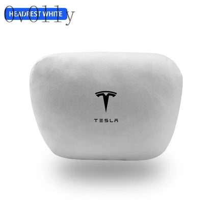 Suede Car Headrest & Lumbar Support Pillow for Tesla