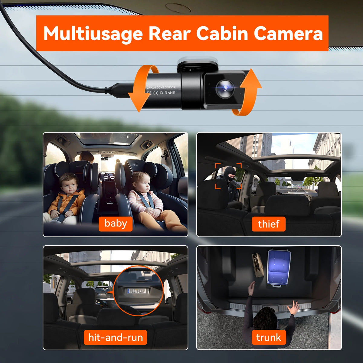Caméra embarquée 4 canaux Vantrue N5 à 360° avec WiFi, GPS et vision nocturne infrarouge