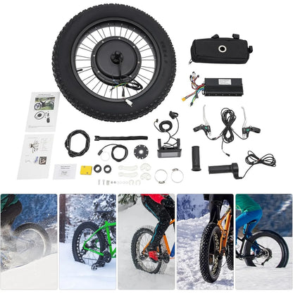 48V 1500W Snow E-Bike Rear Wheel Conversion Kit – Wide Tyre Hub Motor + LCD Display