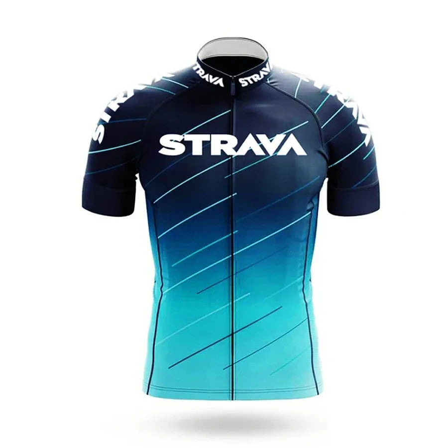 Strava Men's Summer Cycling Jersey & Bib Shorts Set with Padded Chamois