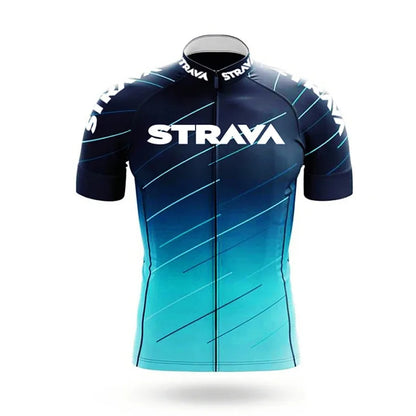 Strava Men's Summer Cycling Jersey & Bib Shorts Set with Padded Chamois