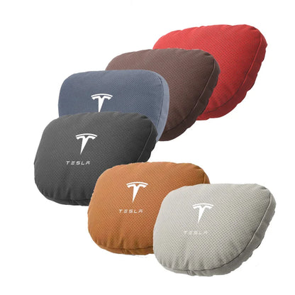 Suede Headrest & Lumbar Support Pillow for Tesla Model 3 / Model Y / Model S