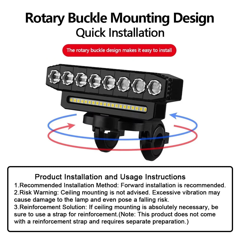 USB Rechargeable Bike Light with 130dB Horn & Wired Remote Control