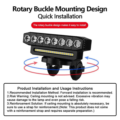 USB Rechargeable Bike Light with 130dB Horn & Wired Remote Control