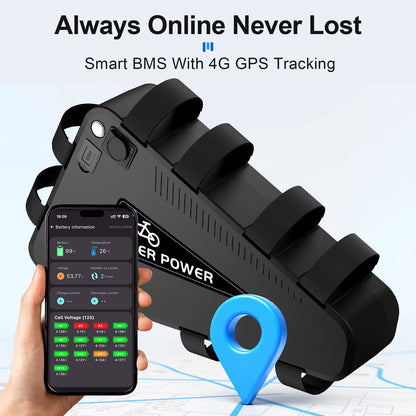 Waterproof Triangle E-Bike Battery – 36V, 48V & 52V Lithium Battery Pack