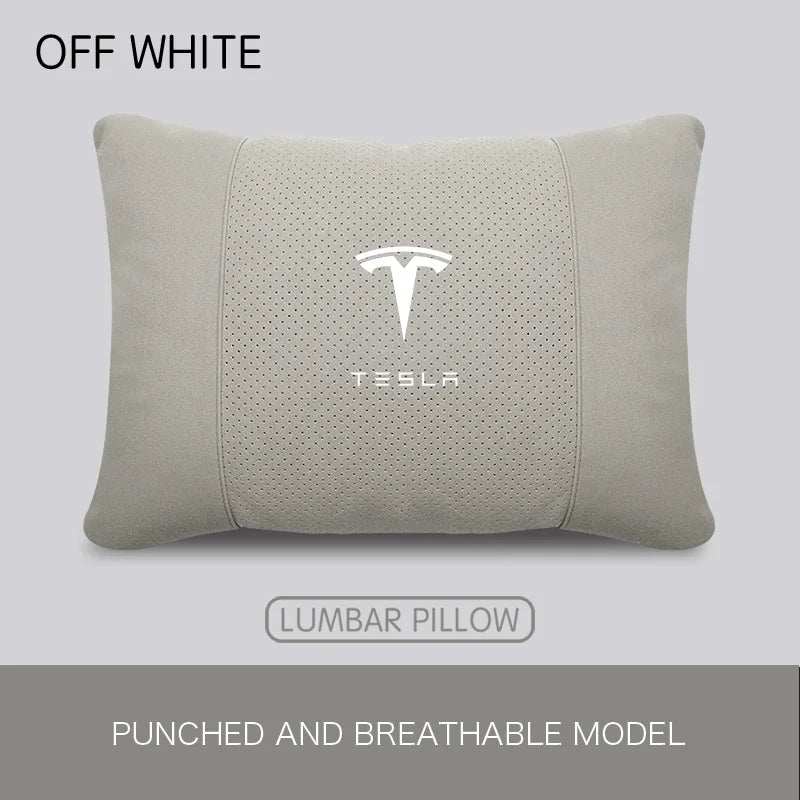 Suede Headrest & Lumbar Support Pillow for Tesla Model 3 / Model Y / Model S