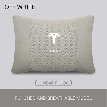 Suede Headrest & Lumbar Support Pillow for Tesla Model 3 / Model Y / Model S