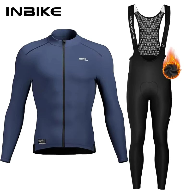 INBIKE Men's Thermal Winter Cycling Jersey Windproof Long Sleeve with Fleece Lining
