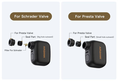 AIRBANK Pocket SE Mini Tragbare elektrische Pumpe für Fahrräder Kabellose Reifenpumpe Presta Schrader Ventil Fahrradzubehör Schnelles Laden