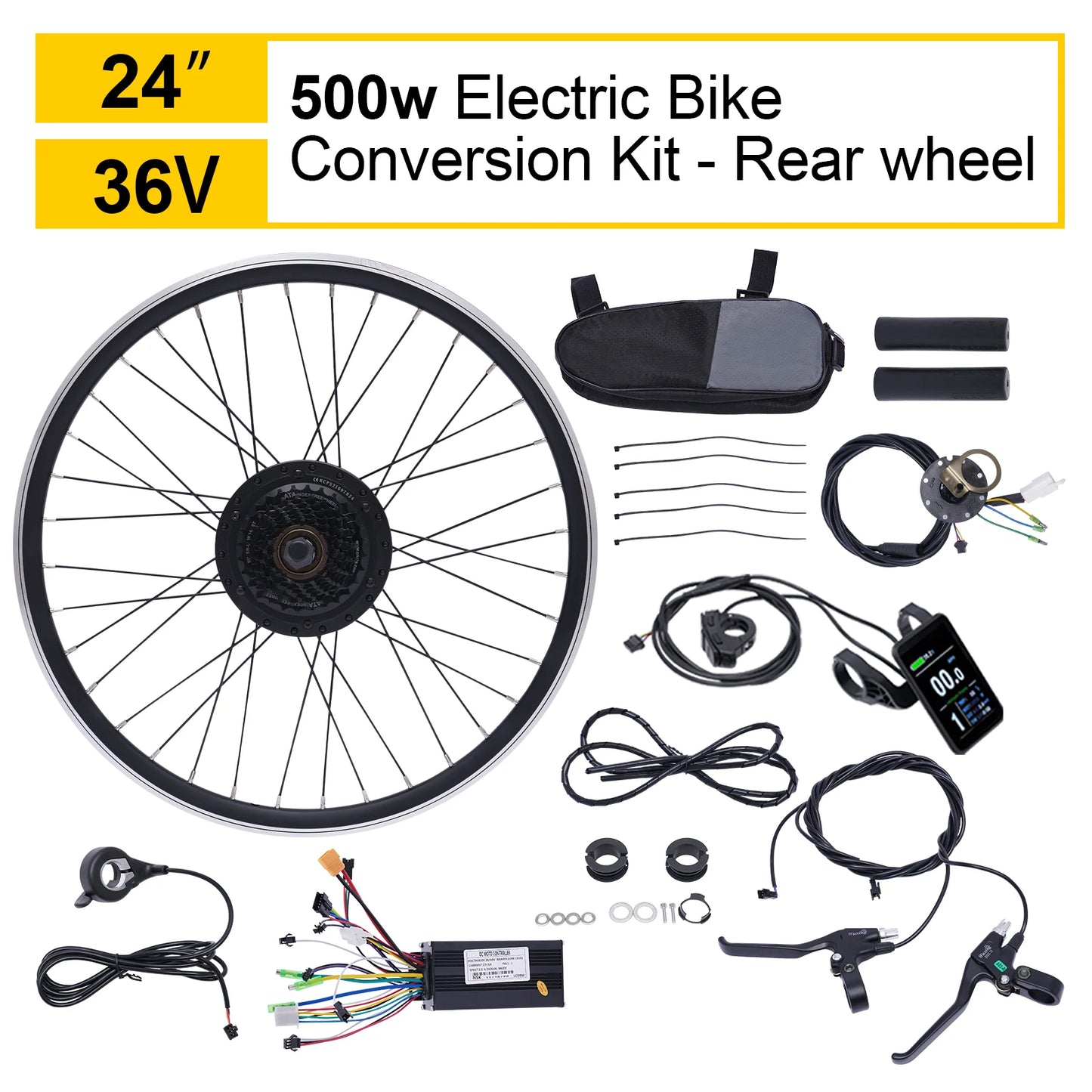 24 Zoll E-Bike Umbausatz 36V 500W Elektrofahrrad Hochwertiges Hinterrad Motor-Naben-Set E-Bike Rad-Kit