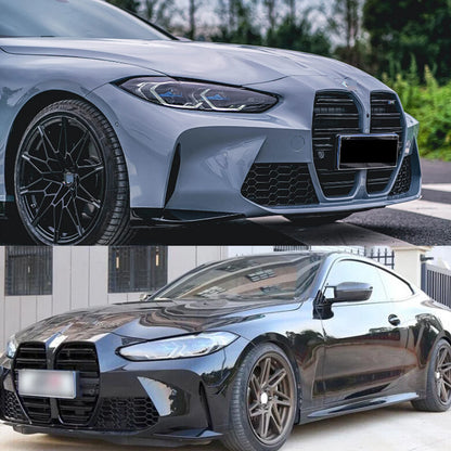 Calandre avant style M4 compatible avec BMW Série 4 G22 G23 420i 430i 435i M440i 2021-2024, calandre de course type « rein » noir brillant
