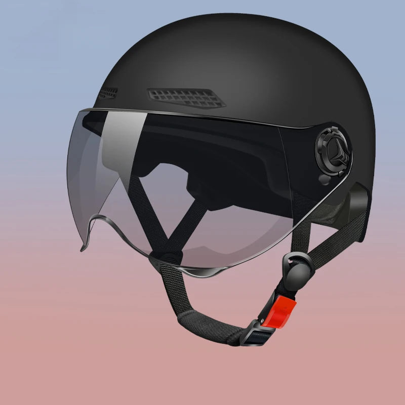 ABS Half Face Helmet with Visor for Electric Bikes, Scooters & Motorcycles