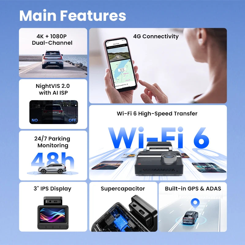 DDPAI Z50 Pro 4K Dash Cam with GPS, ADAS & 3-Inch IPS Screen