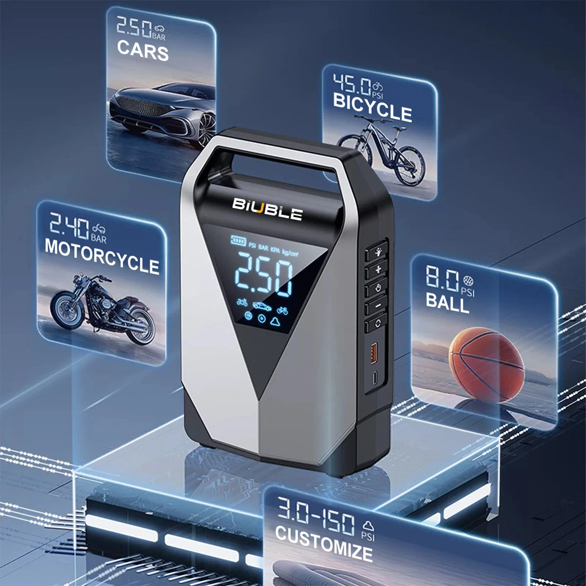 26000mAh 2500A Car Jump Starter with 150 PSI Air Compressor