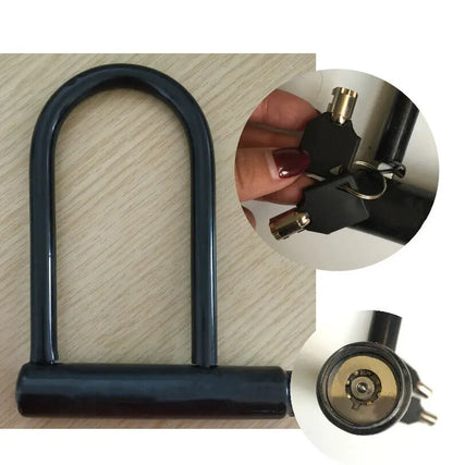 Heavy Duty U-Shaped Bike Lock with 2 Keys & Mounting Bracket