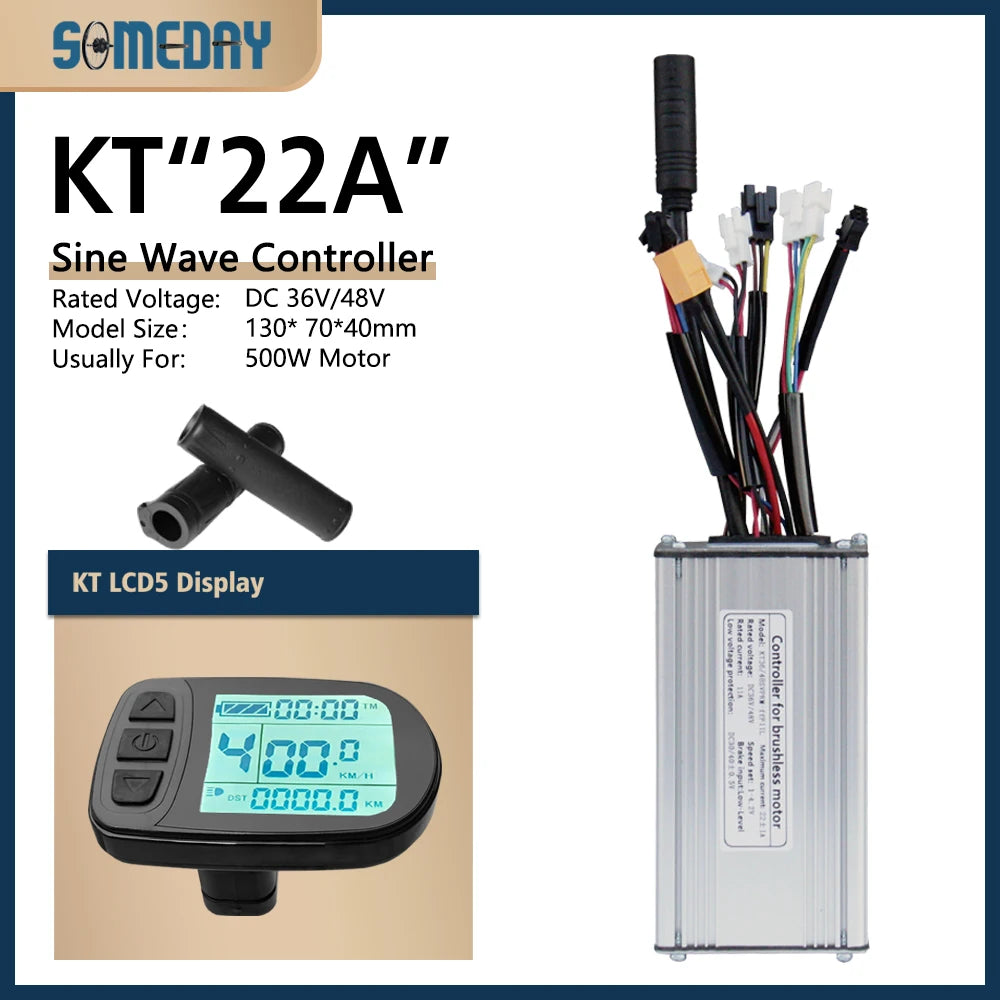 KT Sine Wave E-Bike Controller with LCD5 Display – 36V/48V Waterproof Kit