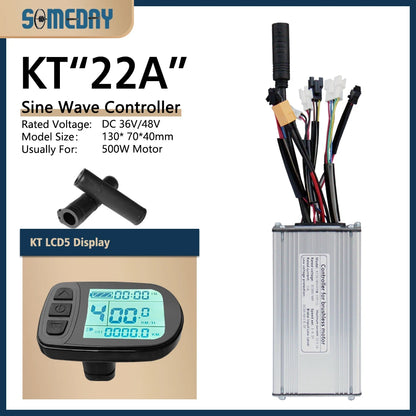 KT Sine Wave E-Bike Controller with LCD5 Display – 36V/48V Waterproof Kit