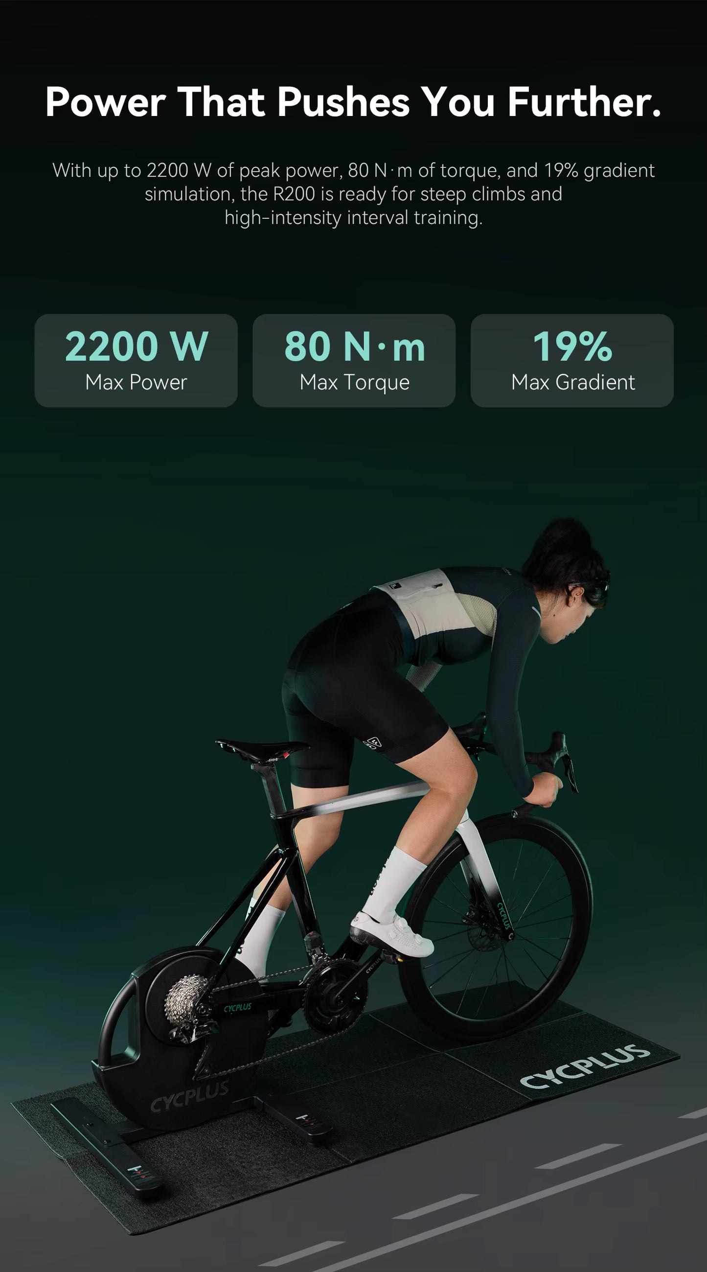 CYCPLUS R200 Smart Bike Trainer – 2200W Indoor-Trainer mit ANT+ & Bluetooth