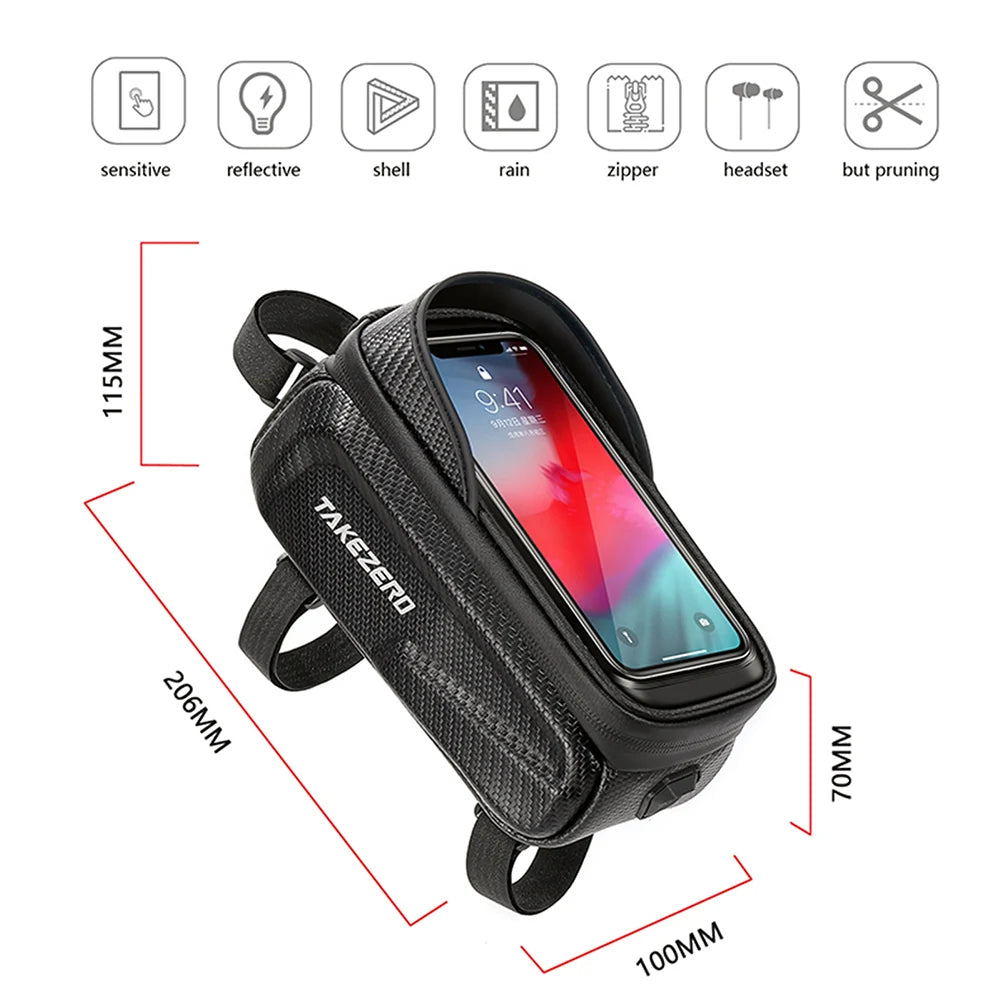1L Bicycle Top Tube Phone Holder Frame Bag