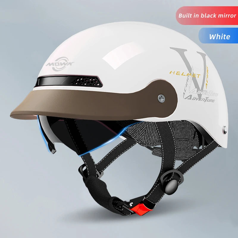 Vintage Open Face Motorcycle Helmet – Half Helmet with Viso