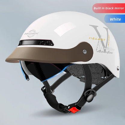 Vintage Open Face Motorcycle Helmet – Half Helmet with Viso