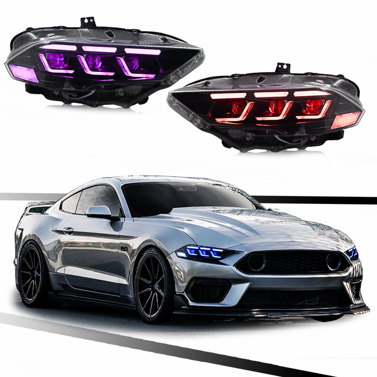 Ford Mustang 2018-2022 Full LED Headlight Assembly with Lighting Control