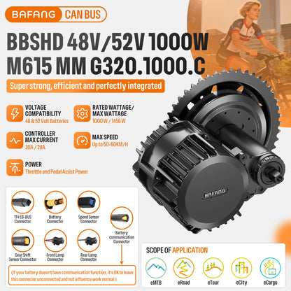 BAFANG M615 48V 1000W BBSHD CAN-BUS Mittelmotor E-Bike Umbausatz