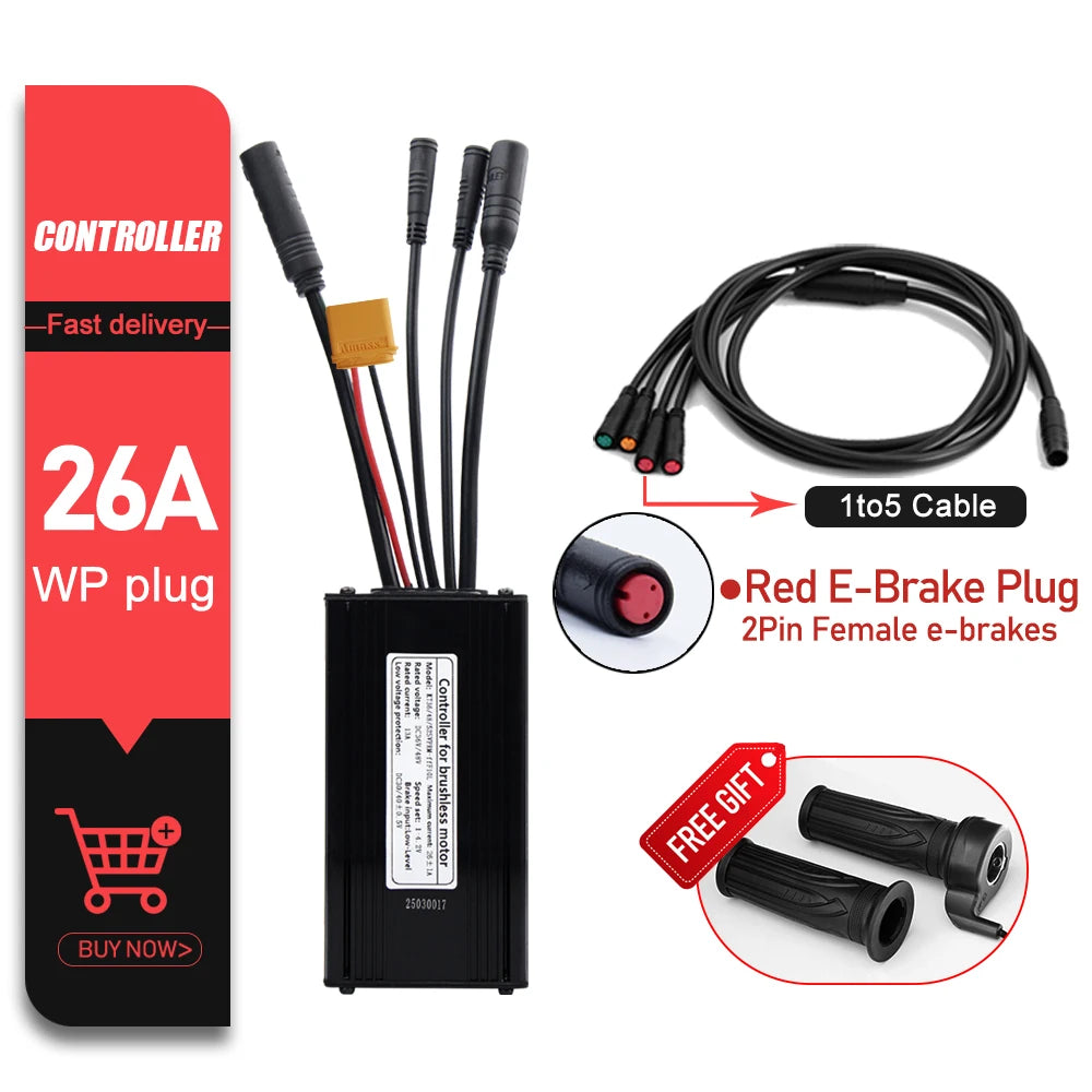 KT Waterproof E-Bike Controller 36V/48V – 14A to 35A Brushless Motor Controller