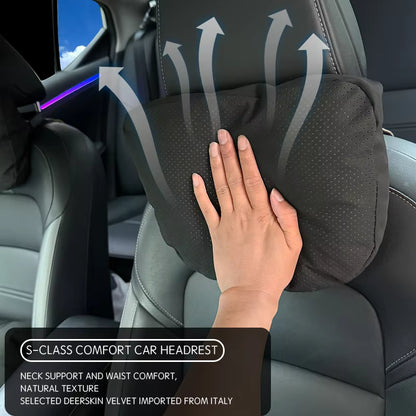 Suede Headrest & Lumbar Support Pillow for Tesla Model 3 / Model Y / Model S