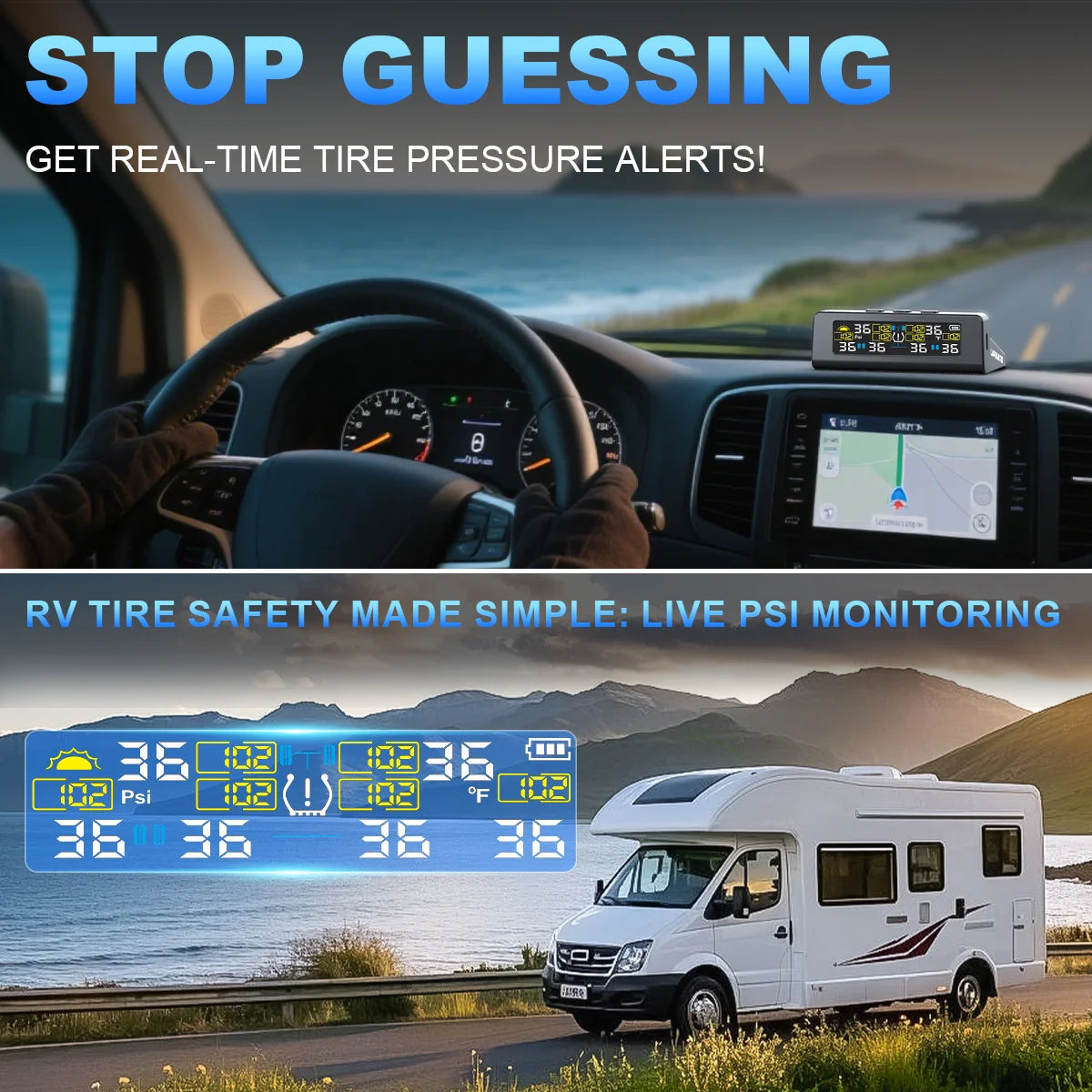 T20 Solar & USB TPMS Tyre Pressure Monitor