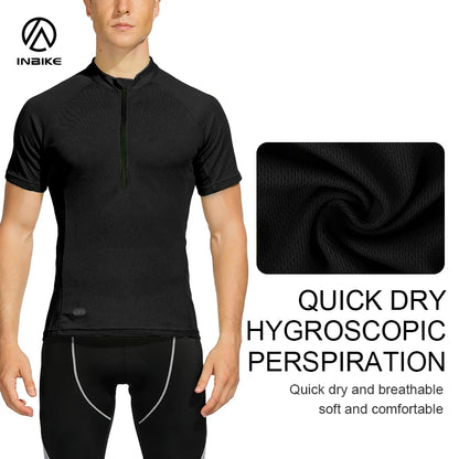 INBIKE Men's Summer Cycling Jersey Quick Dry with 3 Rear Pockets & Reflective Details