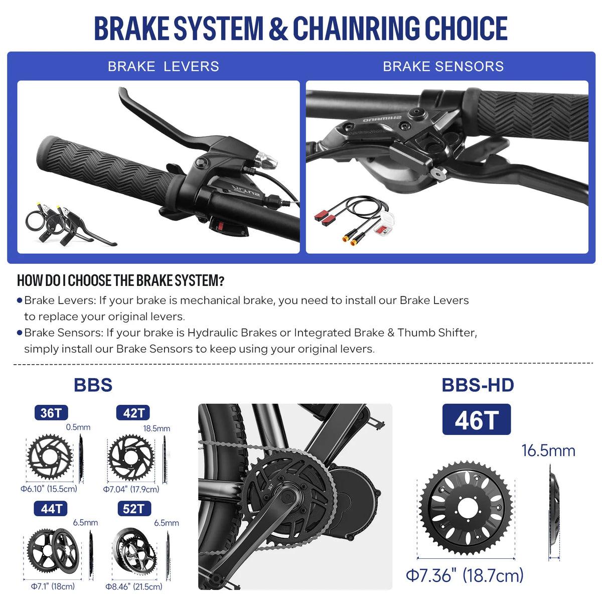 Kit de conversion pour vélo électrique à moteur central BAFANG BBS 500W 750W 1000W