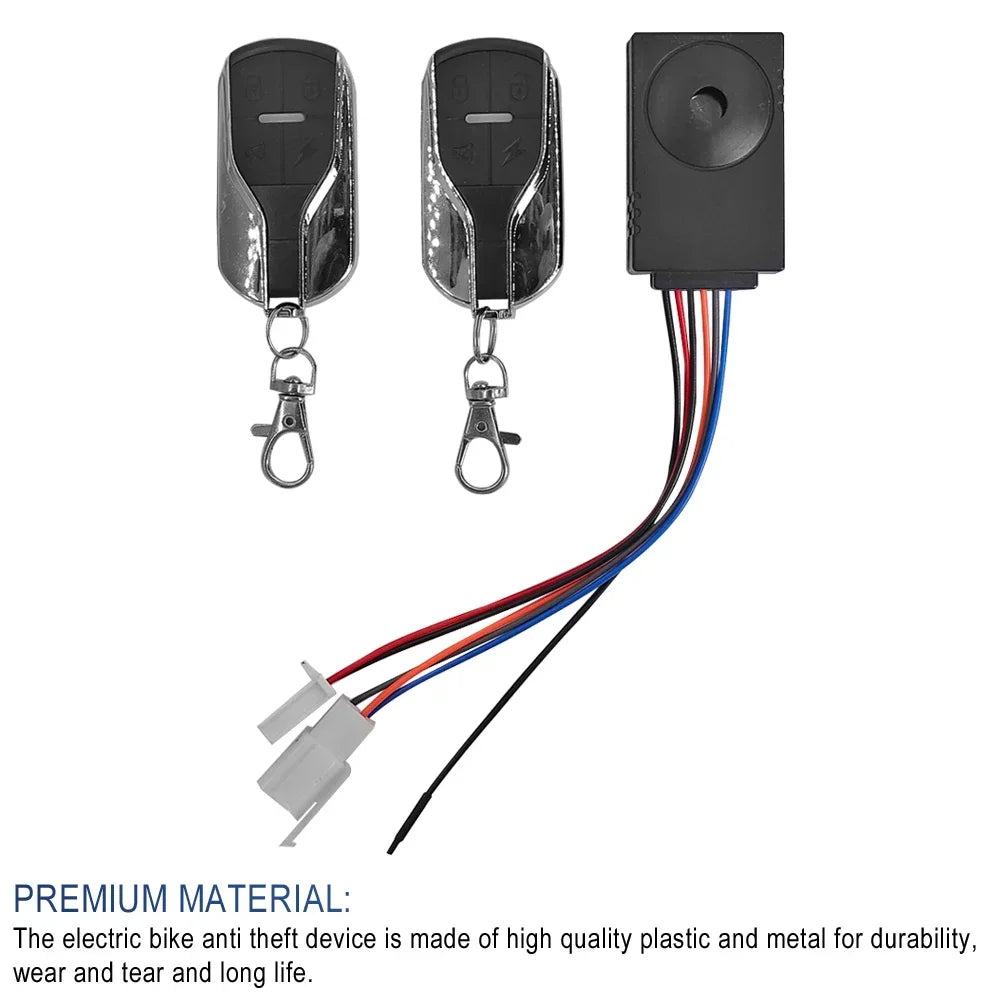 Anti-Theft Alarm System with Dual Remote Control for E-Scooters & E-Bikes